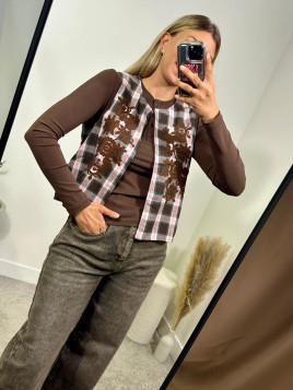 Gilet check moro-rosa