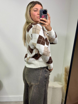 Cardigan rombi chocolate