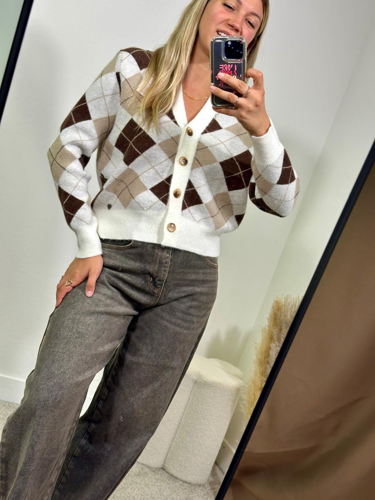Cardigan rombi chocolate