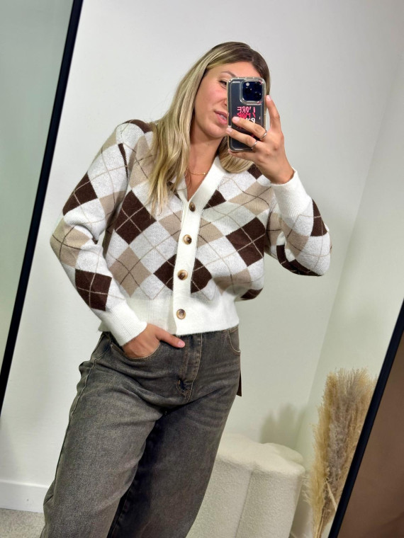 Cardigan rombi chocolate