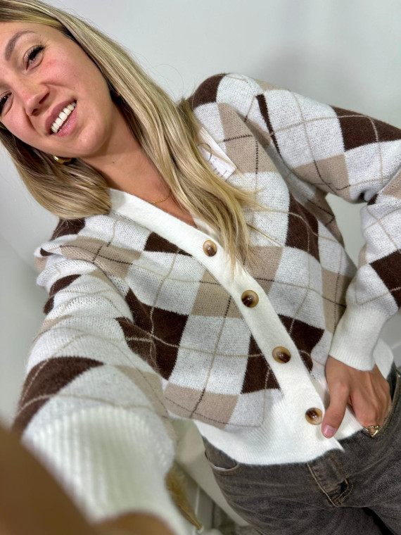 Cardigan rombi chocolate