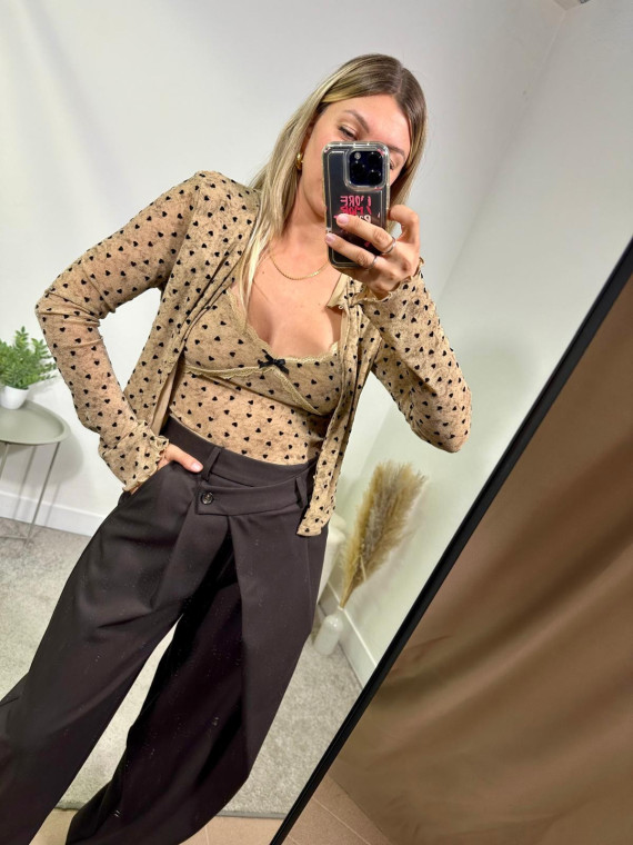 Completo cardigan e canottiera cuoricini